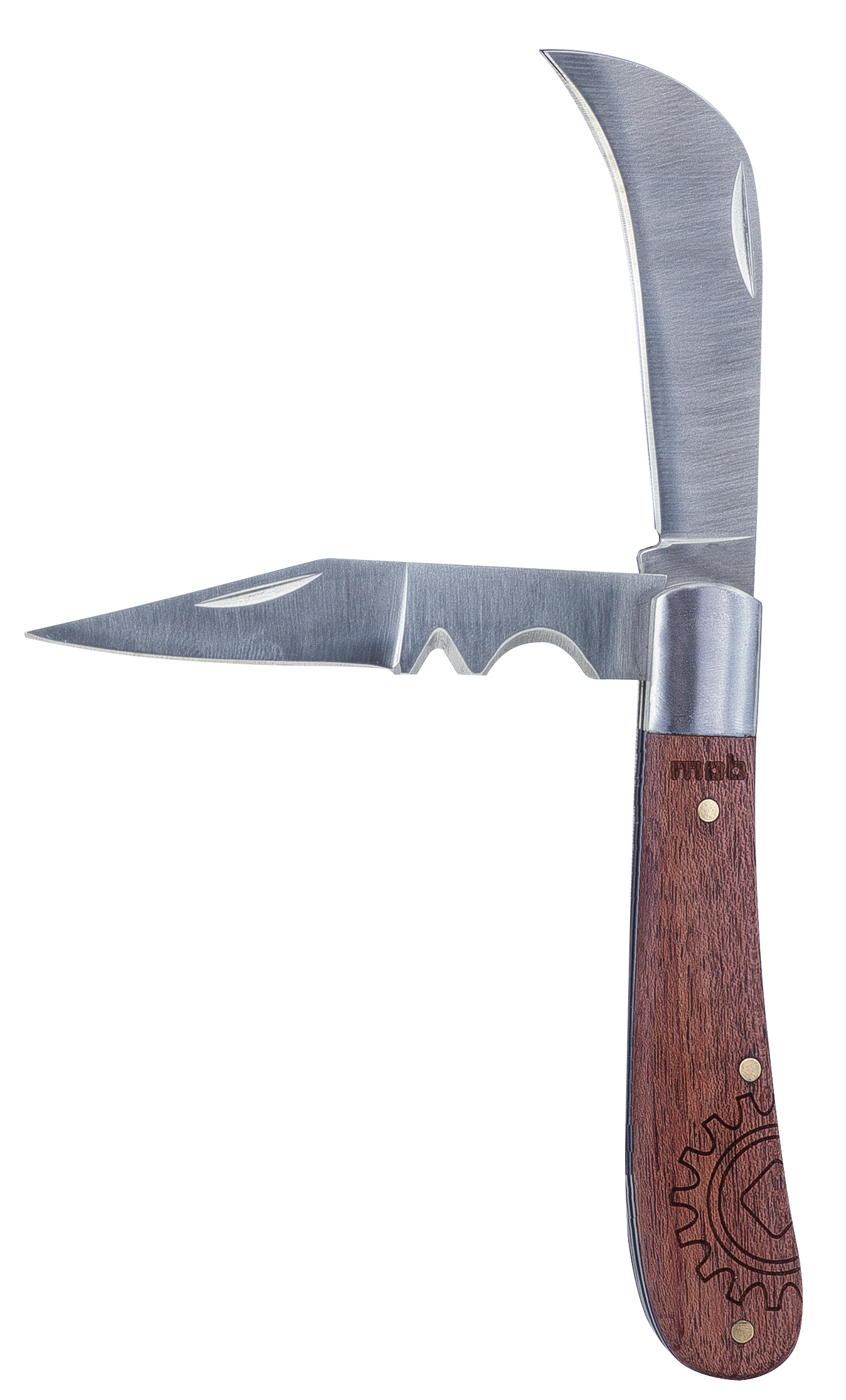 Couteaux à éplucher - Manche bois - Lames courbées en acier inoxydable -  Lot de 2